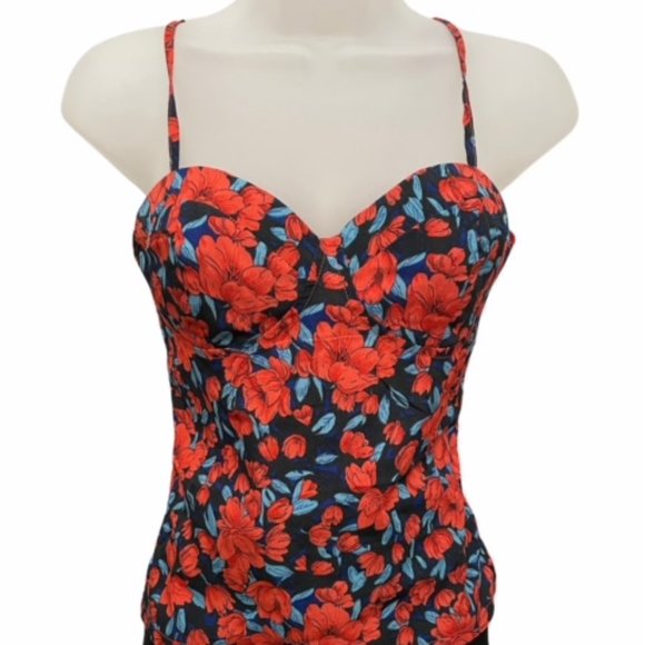 New Shein Red & Blue Floral Print Cami Top Size Small - Picture 6 of 7